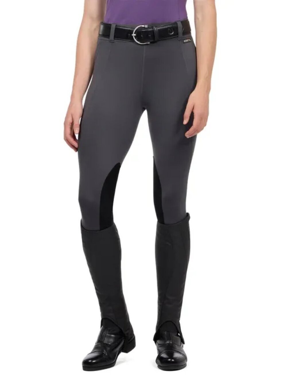 Kerrits Gray Performance Knee Patch Pocket Riding Tight Women Size L